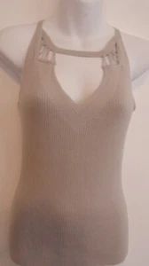 Nanette Lepore Women's Grey Ribbed Out Out V Sleeveless Sweater Sz S NWT 298 - Picture 1 of 15
