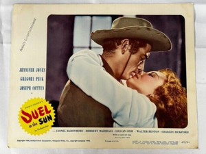 Duel in the Sun Gregory Peck Jennifer Jones kiss 1946 original lobby card