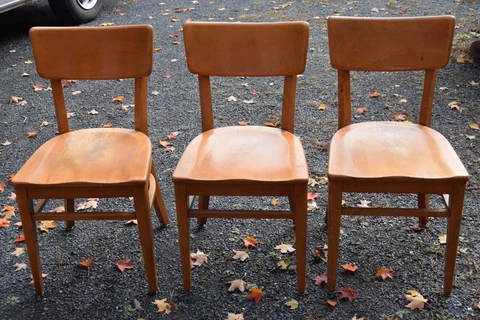 Set of 3 Vintage Mid Century Blond Thonet NY Dining Accent Office Chairs Cover