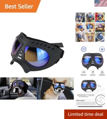 Adjustable UV-Resistant Dog Sunglasses for Medium to Large Breeds - Clear Blue - Image 1 of 4