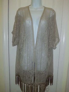 Cárdigan para mujer verano informal/vestido playa cubierta frente abierto borlas encaje nuevo - Imagen 1 de 12