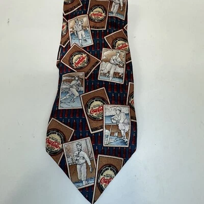 Vintage Coca-Cola Tie Men's Necktie 100% Silk Baseball Batting - Image 1 of 3