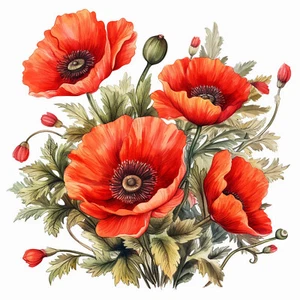 Deko Wandbild Bild Fliese Wandfliese Wanddeko Blumen Mohnblumen Geschenkidee - Bild 1 von 1