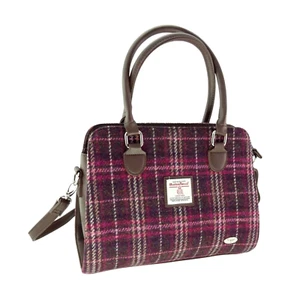 GLEN APPIN HARRIS TWEED FINDHORN HANDBAG - WINE CHECK TARTAN LB1227 - Picture 1 of 1