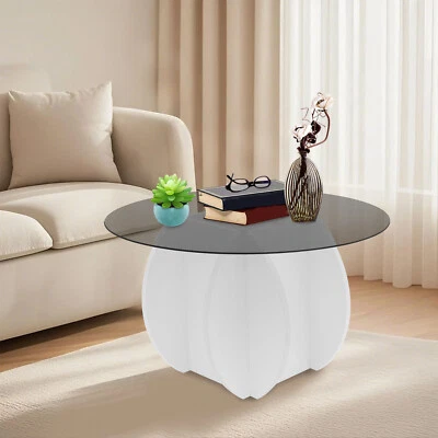 Grey Tempered Glass Coffee Table Round Coffee Table Glass Tabletop Coffee Table - Image 1 of 4