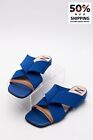 RRP €450 N 21 Slide Sandals US7 UK4 EU37 Blue Criss Cross Made in Italy