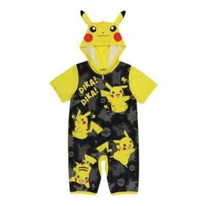 New Pokemon Pikachu "Pika Pika" Hooded Pajama Romper-Boys 6 8 10 12 - Picture 1 of 1