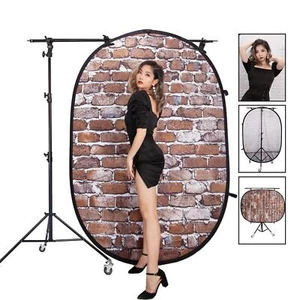 Pop Up Backdrop Collapsible Reversible 1.5x2m with Light Stand Wheels Studio UK - Picture 1 of 12