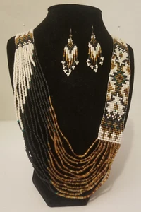 Faux Beaded Necklace and Earings Native American Style age unknown estate sale - Picture 1 of 12