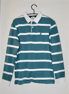 NWT Johnnie-O Men's Emerald Green Striped Zealand LS Rugby Shirt sz M - Picture 1 of 12