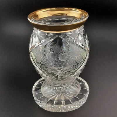 Ranftbecher, Joska Waldglashütte Bodenmais Kristall  Goldrand, H:14 cm Ø ca 9 cm - Bild 1 von 4