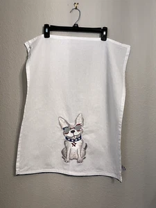 Kitchen Tea Dish Hand Towel French Bulldog Embroidered Patriotic Red White Blue - Picture 1 of 17