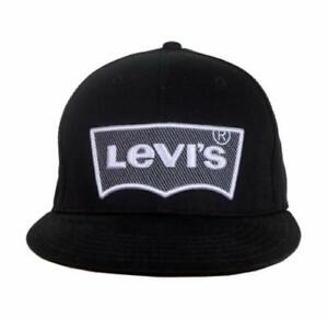 NEW LEVI'S MEN'S FLATBRIM WITH EMBROIDERY BASEBALL SNAP BACK CAP HAT BLACK/GREY