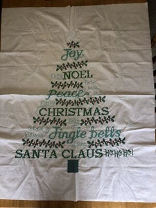 Vintage Hand Kreuzgenäht 35x44 Stoff Panel Weihnachtsbaum Joy Peace Noel - Bild 1 von 8