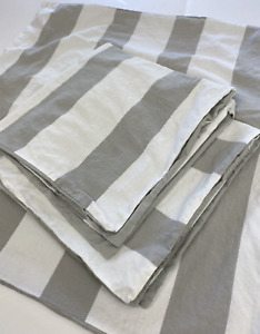 3 West Elm EURO Pillow Shams 26x26 Striped White Gray Lightweight Cotton
