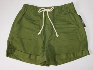 Womens Shorts Large 11 13 Juniors Green Jean Denim Pull On Elastic Waist - Picture 1 of 5