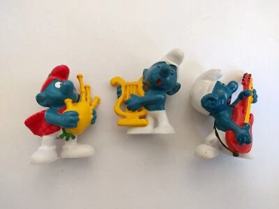 Schleich Vintage Pitufo PVC Figura RARO Músico Pitufo Set Gaitas Arpa Guitarra Foto 1 de 4