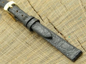 Pulsar Vintage NOS Unused Black Leather w Gold Tone Buckle Watch Band 9mm - Picture 1 of 4