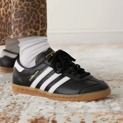 Adidas оригинальный Hamburg женщин Athletic Shoe черный кроссовок кожаный тренер #626 - Изображение 1 из 4