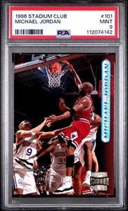 Stadium Club #101 1996-97 Michael Jordan Chicago Bulls Salón de la fama PSA 9 como nuevo - Imagen 1 de 2