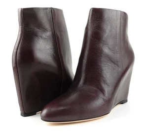 $495 B BRIAN ATWOOD BELLARIA Wine Leather Designer Ankle Wedge Boots 6.5 - Picture 1 of 6