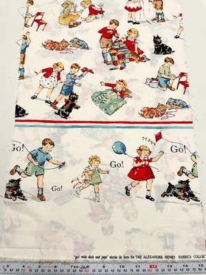 Vintage 1999 Go! With Dick and Jane Alexander Henry Cotton Remnant 13" x 41" - Image 1 of 2