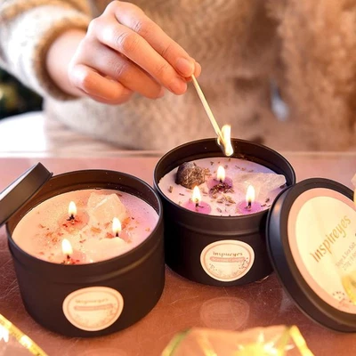 Große Sojawachskerzen Set 2-tlg für Aromatherapie Meditation Stressabbau - Bild 1 von 4