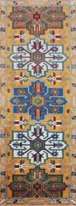 Orange Kazak Runner Rug 2x8 Hand-knotted Wool Geometric Carpet for Hallway - Picture 1 of 12