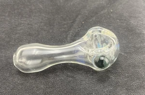 Schwere klare Tabakpfeife Smoking Glas Handarbeit USA Dicke Handpfeife schwarz Nipp - Bild 1 von 4