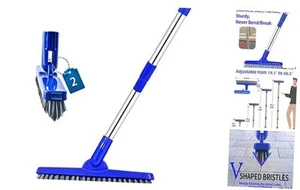 2 Pack Grout Brush with Long Handle, Swivel Cleaning Grout Line Scrubber - - Picture 1 of 7