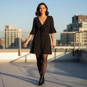 Free People All Yours Polka Dot Minikleid A-Linie 3/4 Arm V-Ausschnitt Oversized - Bild 1 von 11