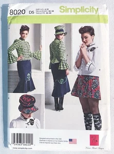 Simplicity Sewing Pattern 8020 Blouse Hat Skirt Steampunk Misses Size 4-12 UNCUT - Picture 1 of 4