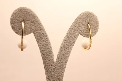 ORECCHINI ARGENTO SEMICERCHI AGATA BIANCA MM 8 PENDENTI DORATI EXPLOIT - Immagine 1 di 4