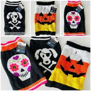 Halloween Small Dog Sweaters, XS, 3 Pack NWT, Sugar Skull, Candy Corn, Pirate - Picture 1 of 2