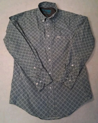 Mens Wrangler 20X Western Wear long sleeve shirt M cotton/nylon/spandex blue - Image 1 of 4