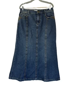 Dressbarn 8 Women Y2K Denim Maxi Skirt Cottagecore Prairie Western Cowgirl Rodeo - Picture 1 of 8