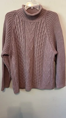 ВИНТАЖНЫЙ Forenza свитер женщин средний розовый кабель трикотажа насмешливый шеи пуловер 90-х - Изображение 1 из 4