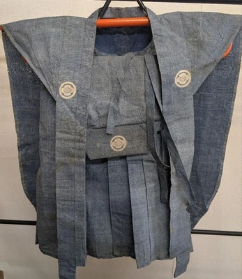 Antiguo Kimono Aizome Haori Hakama Período Edo Raro Coleccionable Japón Tradicional Foto 1 de 4