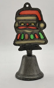 Campana de mano de metal vintage de Papá Noel con vitral MCM - Imagen 1 de 4