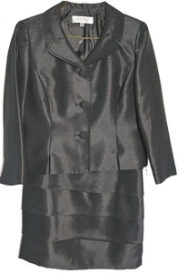 KASPER Petite Woman's Black Long Sleeve Jacket & Skirt Outfit - Size 4P - Picture 1 of 6