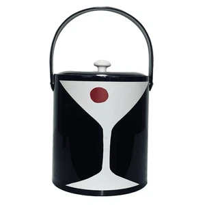GEORGES BRIARD Dry Martini Ice Bucket Mid-Century Modern Black White Signed VGUC - Picture 1 of 13