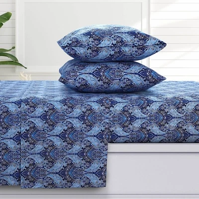 Tribeca Living Sofi Paisley Flannel Twin Sheet Set, Super Soft 100% Cotton, E... - Image 1 of 4