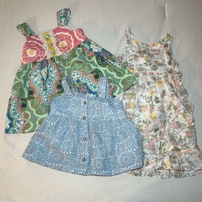 Lot of 3 Girls 2T Peaches n Cream Catherine Malandrino Dresses Rabbit + Bear Top - Image 1 of 4