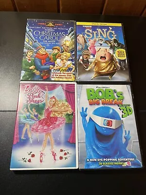 4 DVD Lot: Bob's Big Break 3D, Sing, Christmas Carol &Barbie in the Pink Shoes - Image 1 of 4