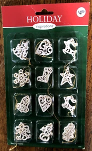 Vintage Mini White Glitter Christmas Ornament Coll. (12pc) (Jo-ann Stores) - Picture 1 of 4