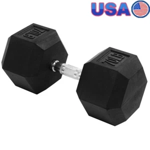 Mancuerna hexagonal de goma antideslizante 70 libras entrenamiento de fuerza equipo de gimnasio en casa negra - Imagen 1 de 7