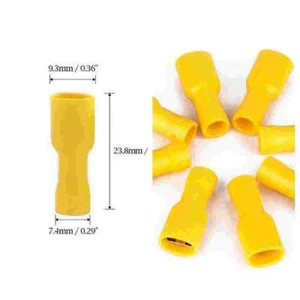 Yellow Fully Insulated Female Spade Crimp Wire Connector Terminals (12-10AWG) - Picture 1 of 7