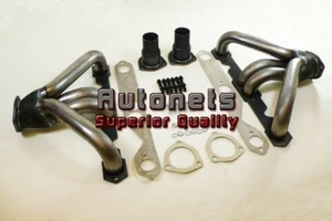 Raw Steel Street Hot Rat Rod Hugger Shorty Headers Small Block Chevy SBC 265-350 - Picture 1 of 4