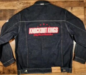 Vintage Mecca Playstation Knockout Kings Jean Jacket XL Blue World Tour 2001 Y2K - Picture 1 of 20