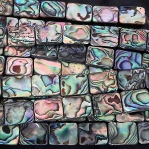 Natura Paua Shell, Grade A, Oblong 15 x 11 x 3mm, Approx 28 pce. - Picture 1 of 3